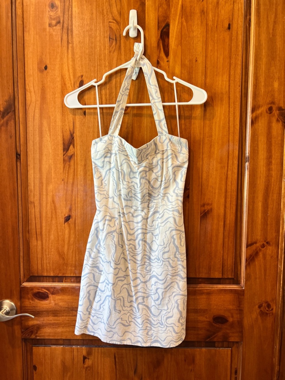 Abercrombie & Fitch Light Blue & White Halter Mini Dress